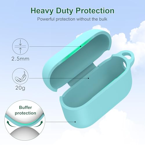 Image of R-fun for AirPods Pro 3 Case (2025), Soft Silicone Protective Case Cover Compatible with Apple AirPods Pro 3rd Generation (USB-C Cable) for Women Men with Cleaning Kit and Keychain, Glow Blue