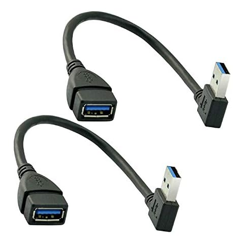 Oxsubor SuperSpeed USB 3.0 Male to Female Extension Data Cable Left Angle 2PCS (20CM,8IN)(Notice:pls Check The Left Angle in Picture) Cover