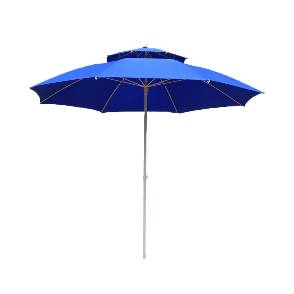 Osłona przeciwsłoneczna Duży zewnętrzny parasol tarasowy 250 cm z podwójnym blatem okrągły 8 żeber przenośny do ogrodu, na basen, taras, stół plażowy (zielony), NIEBIESKI, A