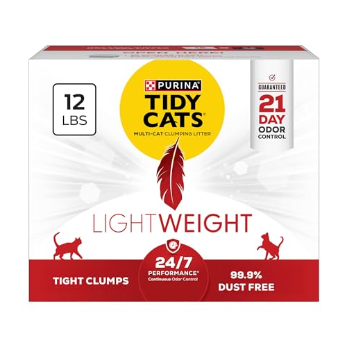 Purina Tidy Cats Lightweight Cat Litter Low Dust Clumping Odor Control 24/7 Performance Multi Cat Litter Clean Linen Scent 12 lbs