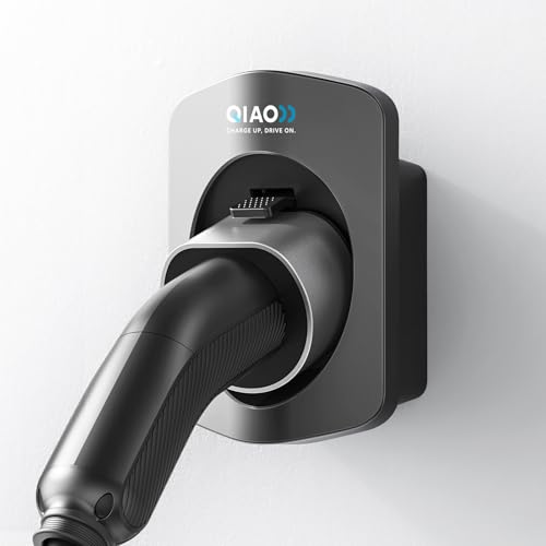 QIAO)) Type 2 EV Charger Holder, Wall Mount EV Charging Cable Organiser for Electric Car with Type 2 IEC 62196-2 Plugs, Wall Box Charging Cable Tidy Management for Home Outdoor