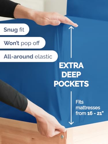 Image of Extra Deep Pocket Full Size Sheet Set - Breathable & Cooling - Royal Blue