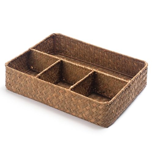 Tea Bag Holder, Seagrass Tea Bag Organizer, Woven Tea Candy Basket, Sugar Packet Organizer, Coffee Station Condiment Organizer