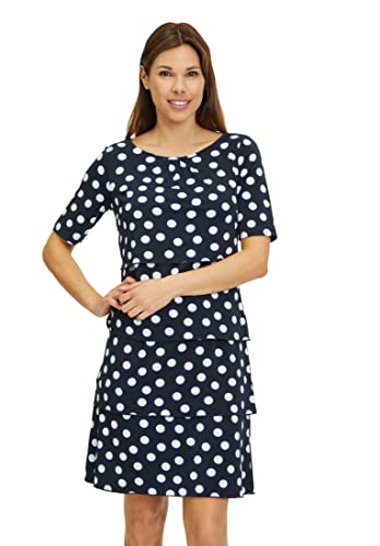 Betty Barclay Damen Elena Kleid, Dunkelblau/Cremefarben, 42