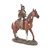 Gewicht 370 gramm A.G.S. Deko Indianer Figur Krieger auf Pferd Dekoration Indianerfigur Wilder Westen