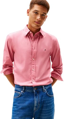 Tommy Hilfiger Camisa Flex Poplin Solid RF MW0MW37550 L/S para Hombre, Color Rosa, Talla XL, Rosa (Camellia Blush), XL