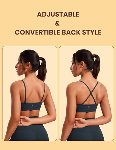 Image of CRZ YOGA Butterluxe V Neck Sports Bras | Light Support, Removable Pads, Yoga, Extremely Soft, Square Back, Adjustable Spaghetti Straps, for Women