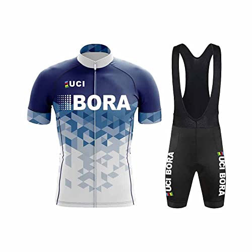 HOMTOL Conjunto de ropa de ciclismo para hombre maillot de manga corta culotte de ciclismo maillot de ciclismo para hombre transpirable de secado rápido con acolchado de asiento 3D (Blanco-largo, S