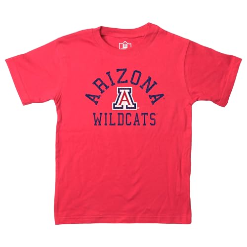 Wes and Willy NCAA Kids S/S Organic Cotton Tee Shirt,Arizona Wildcats,S,Cherry