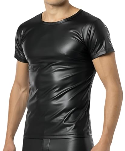 Latex ähnliches Herren Shirt 1/2 Arm - Kunstleder Shirt - Grösse XL