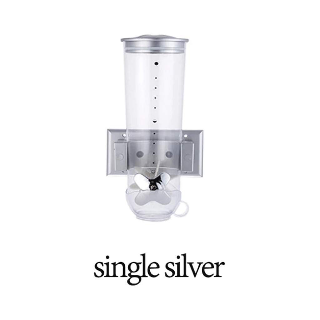 HINK-Home Cereal Dispenser, Cereal Dispenser Double Single Dry Food Snack Grain Canister Plastic Storage, Kitchen，Dining & Bar Big Sales Gray