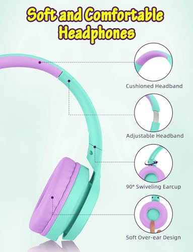 Image of Voopwink Kids Headphones with Microphone, Wired Over Ear Headsets with Limited Volume 85dB / 94dB for Boys Girls Teens Children Online School /Travel /iPad /Tablet /Cellphone
