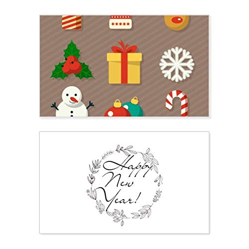 Tarjeta de felicitación de Navidad colorida con ilustración festiva para regalar en Año Nuevo