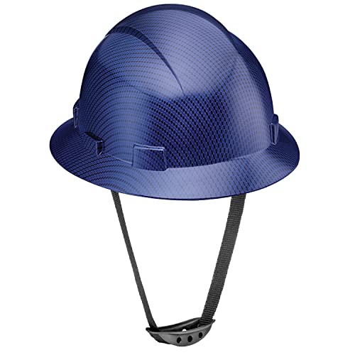 ACERPAL Full Brim Hard Hat, OSHA Construction Work Safety Helmet, 6 Point Adjustable Ratchet Suspension, Carbon Fiber Beguiled Blue Design - Thumbnail 7