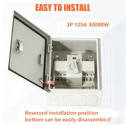 Image of Automatic Transfer Switch 125 Amp for Generator, Dual Power Transfer Panel | 3P 120 /240V Transfer Switch - Automatic /Manual Dual Mode, Seamless Power Switching for Home Backup & Emergency Systems