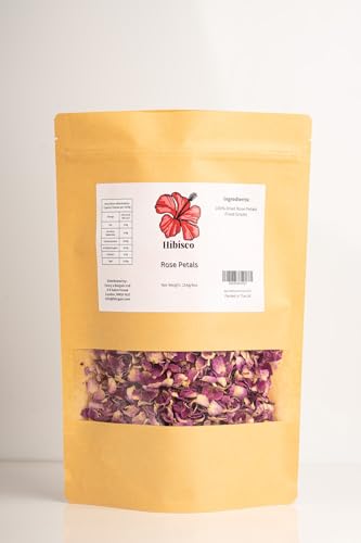 Edible Dried Rose Flowers – Food Grade Rose Buds & Petals for Tea, Garnish & Crafts – Caffeine-Free, Vegan, Non-GMO – Resealable Eco Pouch (114g (4oz), Petals)