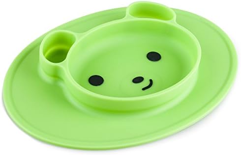 Silicone Suction Baby Feeding Placemat: Lumipets Non Slip Bear Shaped Mat Bowl Plate for Toddlers & Kids Eating at Home or a Restaurant - Toddler Food Tray Plates - Table/High Chair Placemats -Green