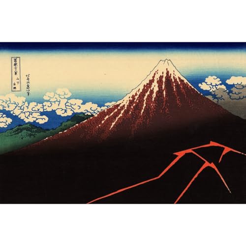 Impression giclée Hokusai Lightning sous le sommet grand format pour cadre 61x81 cm