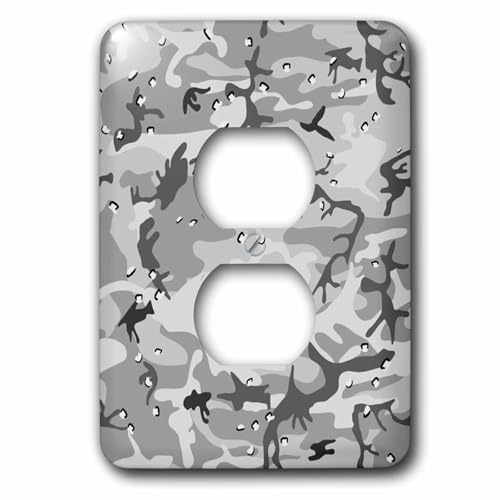 Motif camouflage gris d'hiver 15,2 cm : plaque interrupteur design 3dRose LSP_60458