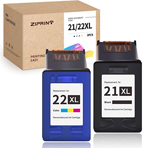ZIPRINT Remanufactured Ink Cartridge Replacement for HP 21 22 21XL 22XL (C9351AN & C9352AN) for HP Deskjet F4180 F2210 D1560 D1530 D1420 D1520 3915 3930 PSC 1410 Officejet 4315 J3680 Printer, 2-Pack