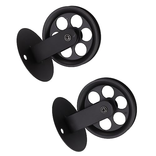 Riuulity Poulies de Suspension Industrielle, 2 Pièces, pour Roues de Bricolage, Poulies de Remorquage, Poulie Murale de Style Industriel, Poulies Noires de Levage