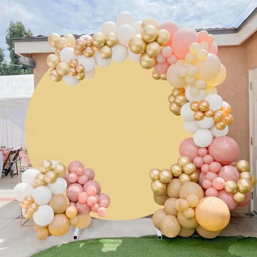Image of Khaki Round Backdrop Cover 7.2ft Khaki Circle Birthday Photo Balloon Arch Photography Background for Party Baby Shower Wedding Decor