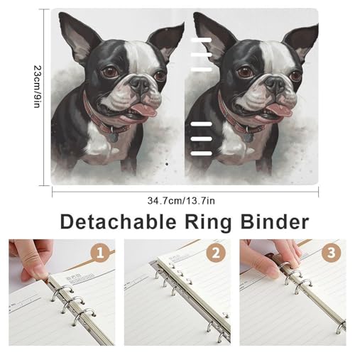 Carnet de notes terrier de Boston en cuir PU élégant et robuste