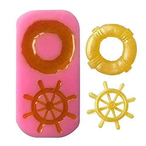 JQS Ship Rudder Lifebuoy Silicone Chocolate Mold Clay Soft Pottery Mold Cake Mold Food Grade Silicone Mold Candy Mold Cake Decoration Mold