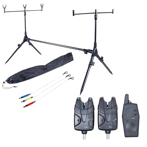 Catchmax 2+1 Set di Allarmi Morso + Poggiacanne Completo | Rod Pod