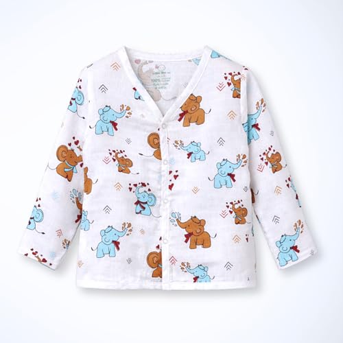 Image of The Boo Boo Club Kids 100% Cotton Muslin Printed V Neck Long Sleeve TopBottom Set | Night Suit for Baby Girl and Boy