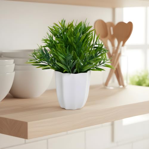 Image of fancymart Artificial Mini Bamboo Bunch in Pot - 22 cm Height, Perfect for Tabletop Decoration | Ideal for Home & Office Decor