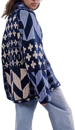 Image of Colorful Cardigan Sweaters for Women Button Down Collar Oversized Sweater Coats Y2k Cardigans Fall Fashion Outfit