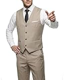 Hihawk Men's 2-Piece Suit, Vest Pants Set for Men, Fashion Waistcoat with Tie for Wedding, Prom, Homecoming, Business Beige