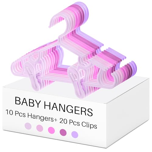 Hsei Baby Hanger with Clip for Pant,30 Packs Total,Pink Series,10.6 Inch
