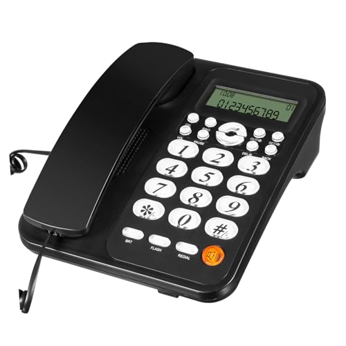 Téléphone fixe filaire avec grand écran LCD clair et fonction transfert d'appels pour bureau