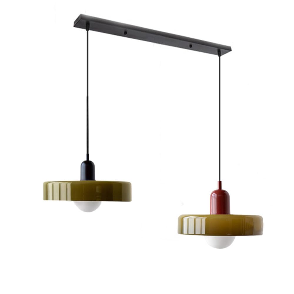 2-Light Duża zielona szklana lampa wisząca Żyrandol w stylu Mid Century Modern Vintage Farmhouse Wisząca lampa sufitowa Lampa kuchenna nad zlewem Sypialnia Jadalnia Bar