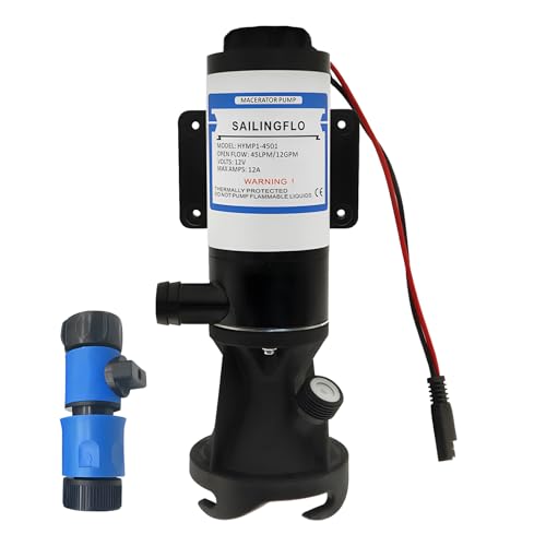 ipalmay Bomba maceradora de 12 V, bomba de residuos portátil de RV autocebante para marina, campistas, cocina y baño