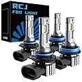 9005/HB3 H11/H8/H9 Bulbs Combo, 32000LM Super Bright 6000K Cool White Fog Light, 1:1 Mini Size with Fan, Plug and Play, Canbus Ready, Pack of 4