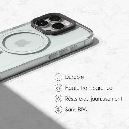 Coque Clear MagSafe iPhone 16 Plus protection renforcée premium noir aube - 4