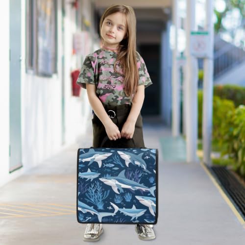 Image of Custom 3 Ring Zipper Binder Sharks Blue Ocean Personalized Name 1.5 Inch Binders Large Capacity Multi Pockets for School Office Supplies