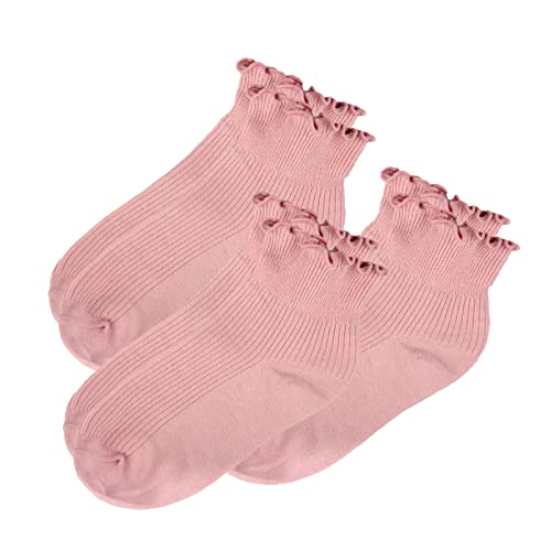 Image of Womens Ankle Casual Socks Lace Ruffle Low Cut Knit Cotton Lettuce Socks for Women Girls