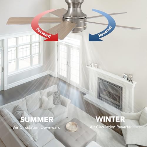 Ventilateur de plafond télécommande et application, flux d'air réversible - 3