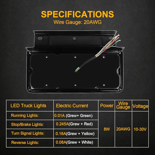 Image of 2PCS 40 LED Trailer Tail Lights Bar Kit with Iron Net Protection, Super Bright Waterproof Brake Turn Signal Reverse Lights, Compatible with Isuzu NPR NQR Truck W Series for Trucks RVs