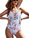 Ekouaer Womens One Piece Swimsuit Sexy Hollow Out V Neck Cross Back Monokini (66-Pink Green, L)