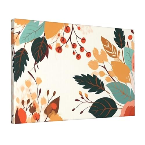 Toile murale colorée avec feuilles YoupO tableau d'art décoration chic
