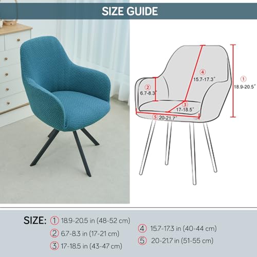 Image of HOKIPO Premium Jacquard Fully Covered Cover for Swivel Dining Chair with Arms, Pack of 4, Turquoise (AR-5356-TRQ*4)