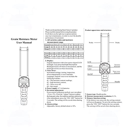 Image of Thermomate Grain Moisture Meter Smart Sensor Digital for 14 Varieties of Grain