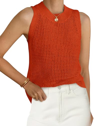 Image of PRETTYGARDEN Womens Summer Crochet Tank Tops Knit Sweater