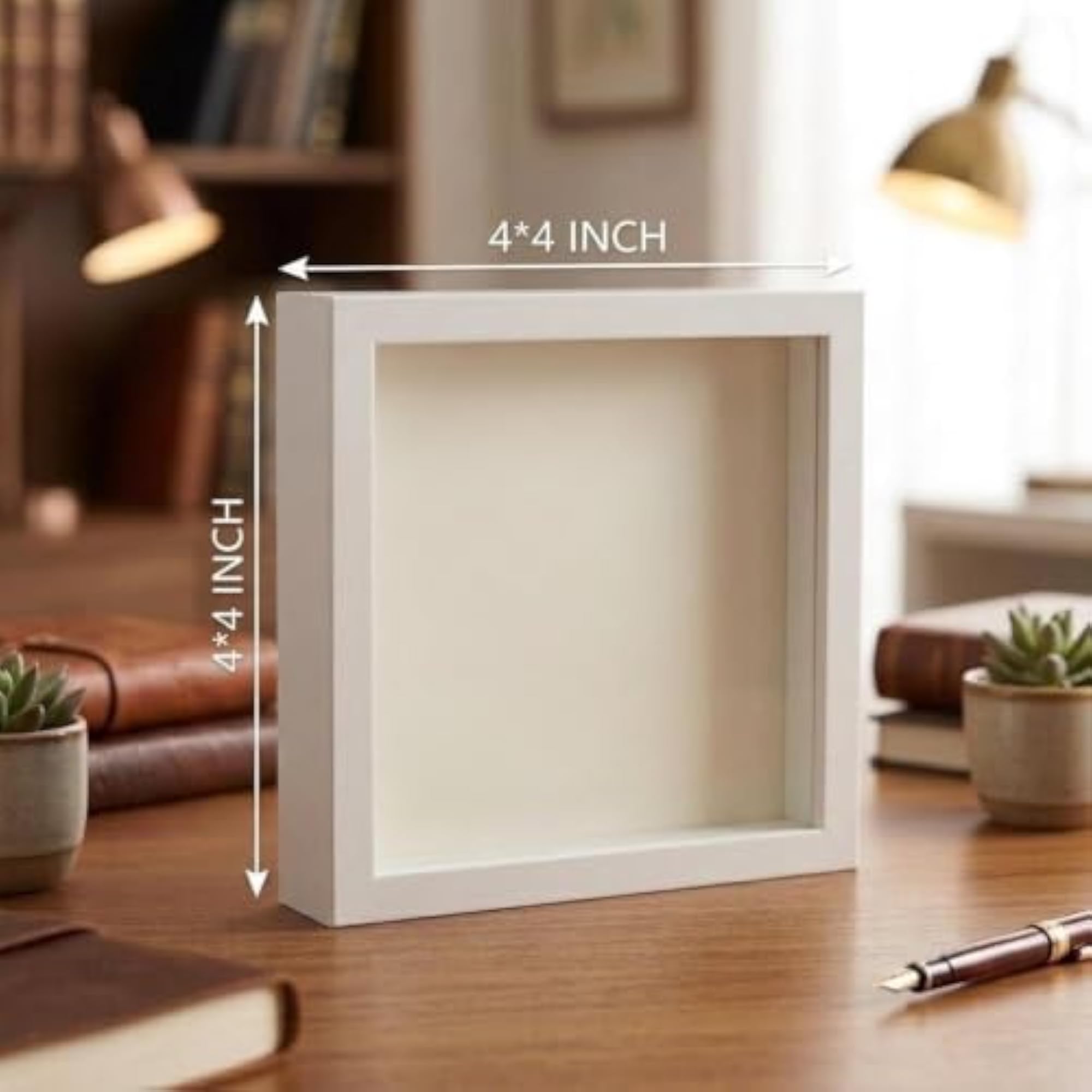 Shadow Box Frame, White, Deep Display Case with Glass Front