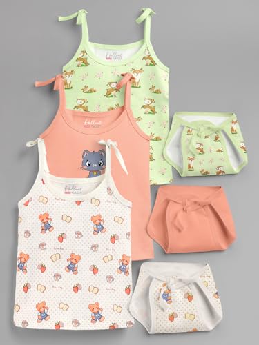 Image of HELLCAT 100% Cotton Strap Open Jhabla T Shirt and Nappy Matching Co-ords Set for Babies - Pack of 3 | Jabla and Langot Set for Babies (Unisex)